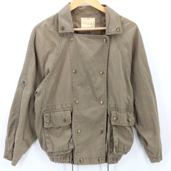 Life In Progress Utility Jacket Womens Brown Asymmetrical Zip Flat Front Size XS - Picture 1 of 9